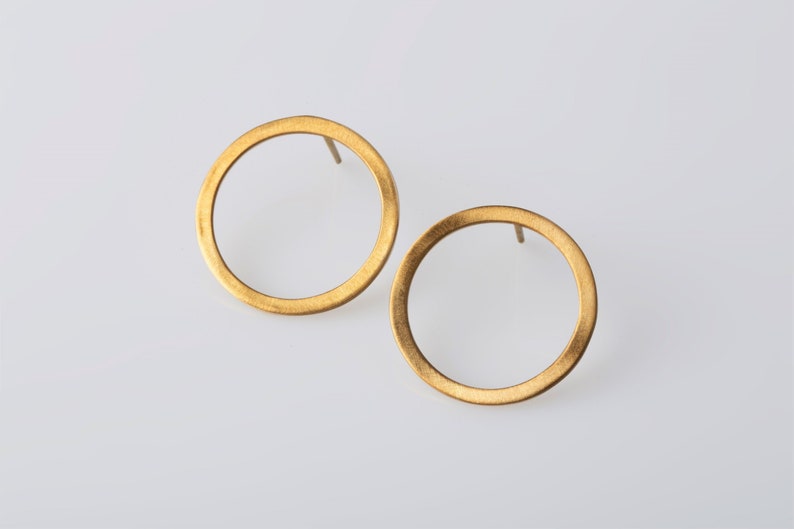 Small Circles Gold Plated Earrings Circle Stud Earrings Minimalist Studs Simple Geometric Studs Minimalist Earrings image 6