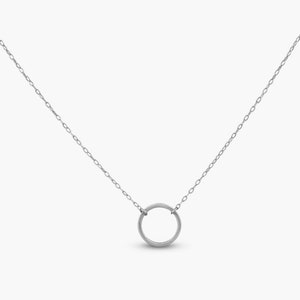 Circle Pendant Sterling Silver Necklace Gold Plated Platinum Plated Rose Gold Plated Simple Necklace Minimal Jewelry Geometric Sterling Silver