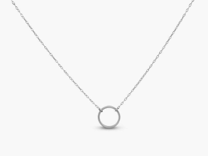 Circle Pendant Sterling Silver Necklace Gold Plated Platinum Plated Rose Gold Plated Simple Necklace Minimal Jewelry Geometric Sterling Silver