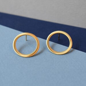Small Circles Gold Plated Earrings Circle Stud Earrings Minimalist Studs Simple Geometric Studs Minimalist Earrings image 8