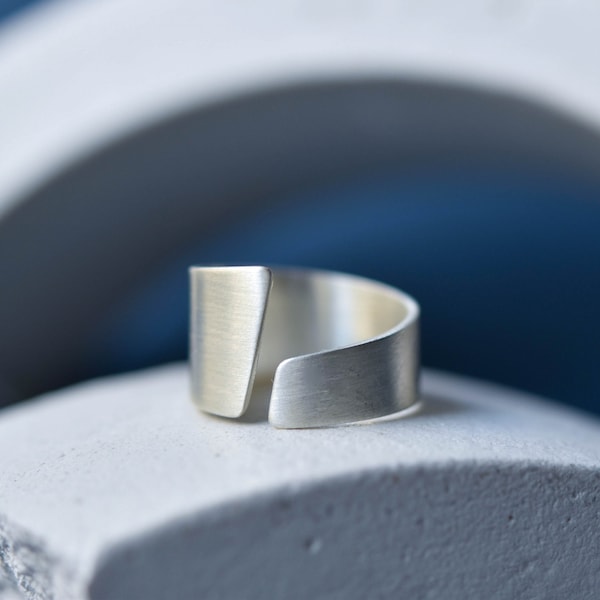 Silber Gehämmerter Ring - Breite Ringe - Unisex Ringe - Gewickelter Ringe - Minimalistische Männer und Frauen Ringe