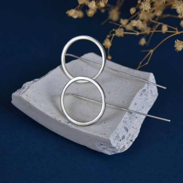 Circle Threaders - Sterling Silver Earrings - Lightweight Earrings - Minimal Jewelry - Minimalist Earrings -Geometric Earrings