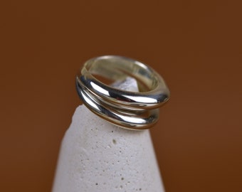Double dôme anneau - anneau large bande - anneau de dôme - anneau épais - anneaux femmes - moderne - minimalistes - cadeau pour elle