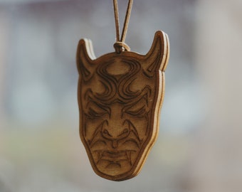 Wooden Oni Mask Charm - Beautiful Wooden JDM Car Accessory