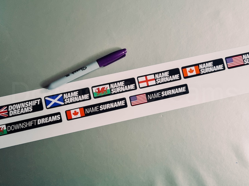 6x Personalised MTB DH Bike Name Stickers Name Tag Decals With Country Flag image 2