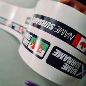 6x Personalised MTB DH Bike Name Stickers Name Tag Decals With Country Flag image 3