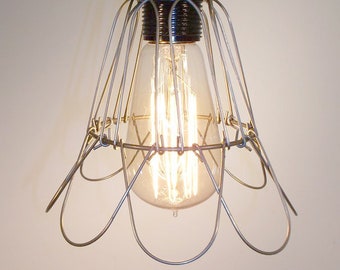 Hand Made Wire Mechanic Cage Light Single Edison Bulb Hanging Light