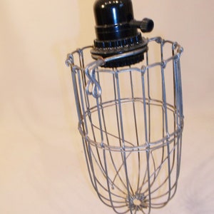 Hand made Vintage Wrought IRON Grapple Hook Light Fixture with Wire Cage image 4