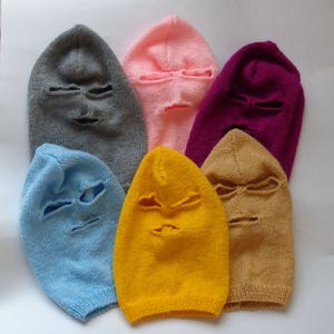 Knit Ski Mask Balaclava For Everyone Handmade 3 Hole Halloween Pick your color Cosplay Wig Christmas gift /
