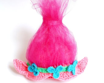 Poppy Troll Pink Hat Wig For Girls - Halloween Baby Hat -Halloween Costume/ Cosplay Wig / Baby Shower Gift / Christmas gift /