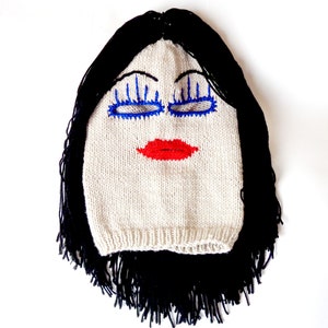 Monster Beige Mask Balaclava- Knit Ski Mask Handmade 3 Hole Blond Black Brown Hair Mask Halloween Outfit / Cosplay Costume / Christmas gift