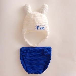 Personalized Finn / Fionna Costume Hat And Diaper Cover From Adventure Time Newborn Baby Hat Halloween Outfit Costume / Cosplay Costume