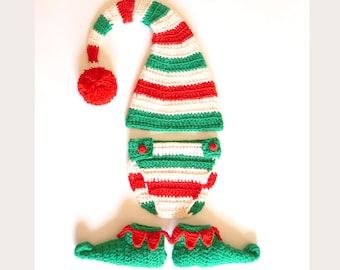 Long Tail Elf Pom Pom Hat With Diaper Cover And Boots Slippers Wig Beanie Newborn Baby - Elf Outfit / Cosplay Wig / Christmas Costume