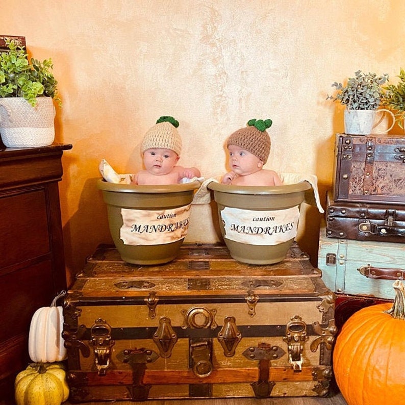 The Mandrake Root Hat Beanie Newborn, Teen, Kid, Adult Halloween Costume / Cosplay Wig / Baby Shower Or Christmas Gift image 3