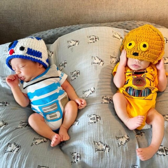 C3PO ドロイド かぎ針編みベビーハット：スターウォーズ