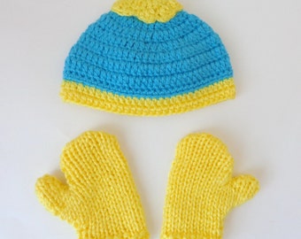 Eric Cartman Hat And Mittens Or Gloves From South Park  Newborn to Adult Halloween Outfit Costume /Cosplay Wig/ Christmas Gift