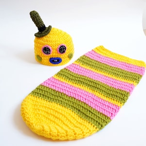 Mr. Dinkles Hat and Cocoon Costume From Trolls - Premie, Newborn Photo Prop/ Halloween Costume / Cosplay Wig/ Baby Shower Gift / Baby Outfit