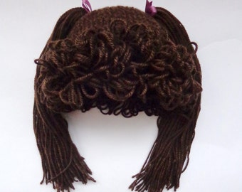 Cabbage Patch Kid Hat Inspired  Wig In Brown Or Choose Your Color And size Bunch Ponytail Style /  Christmas gift /