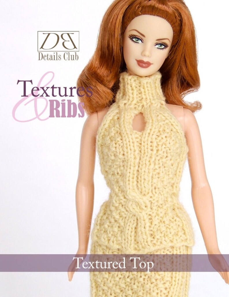 Knitting pattern for 11 1/2 doll Barbie Textured Top Etsy