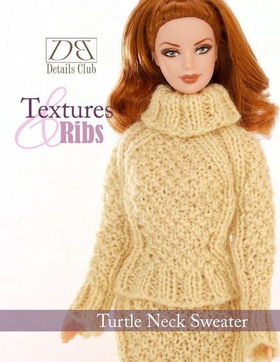 Knitting pattern for 11 1/2 doll Barbie Textured Etsy