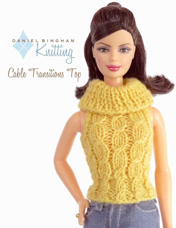 Knitting pattern for 11 1/2 doll Barbie Cabled Etsy