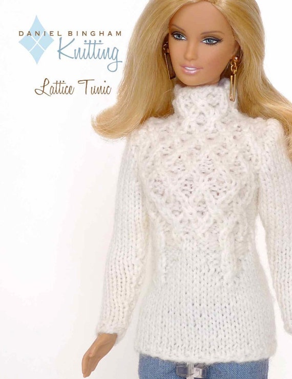 Knitting pattern for 11 1/2 doll Barbie Lattice Tunic Etsy