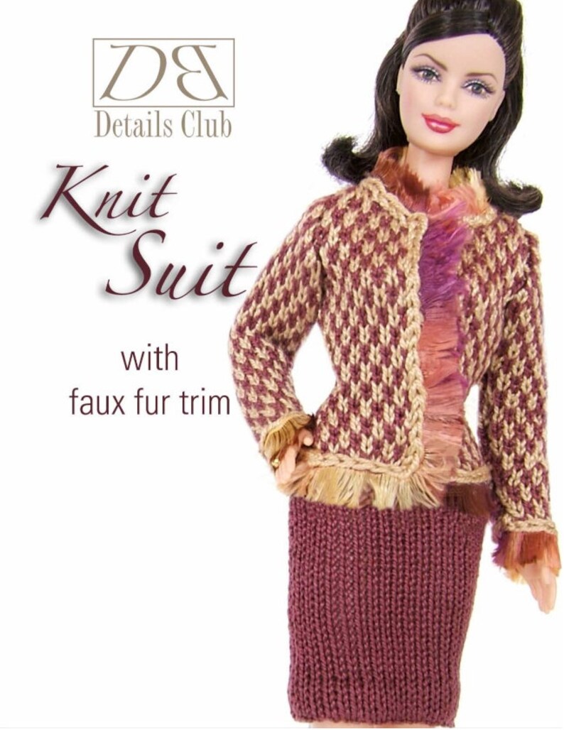Knitting pattern for 11 1/2 doll Barbie Knit Suit Etsy