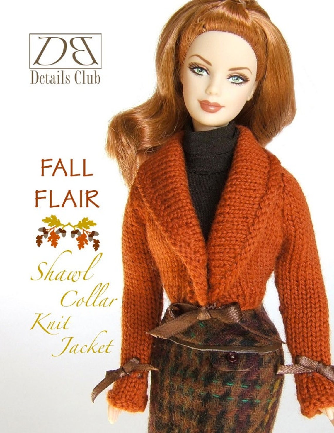 Knitting pattern for 11 1/2 doll Barbie Shawl Collar Etsy