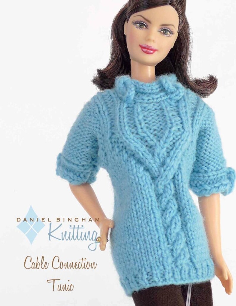 Knitting pattern for 11 1/2 doll Barbie Cable Etsy