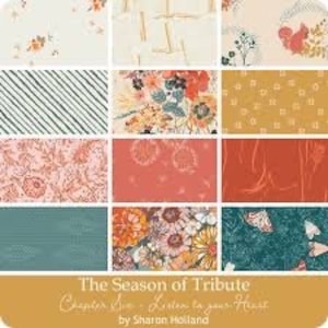 Art Gallery Fabrics Fat Quarter Bundle-12 Fat Quarters. Listen to Your Heart Line. Cream, Coral, Teal-Nature-Inspired Quilting Cotton