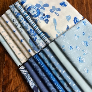 Art Gallery Fabrics Fat Quarter Bundle--16 Fat Quarters. True Blue.