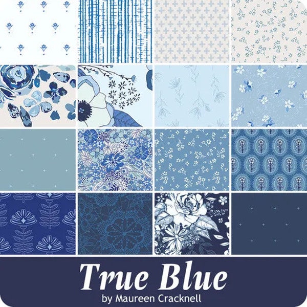 True Blue Art Gallery Fabrics Fat Quarter Bundle--16 Fat Quarters