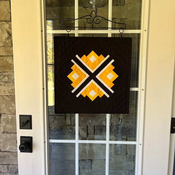 Quilted Black and Gold Team Spirit Wall Hanging or Door Hanging