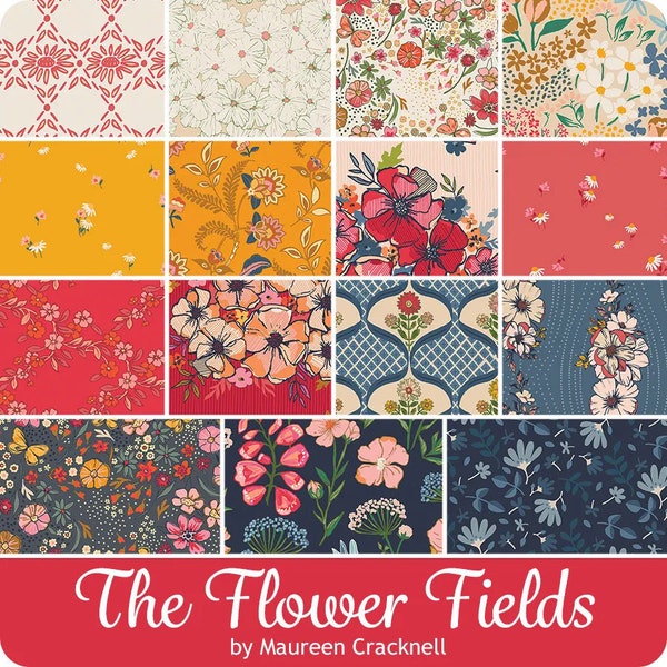 The Flower Fields Art Gallery Fabrics Fat Quarter Bundle--15 Fat Quarters.