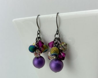 Swarovski Cluster Earrings • Mix of Color Cluster Earrings