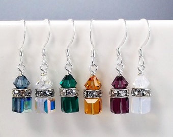 Crystal earrings • Cube Crystal Drop Earrings • Swarovski Crystals • Dangle Earrings • Everyday Earrings •