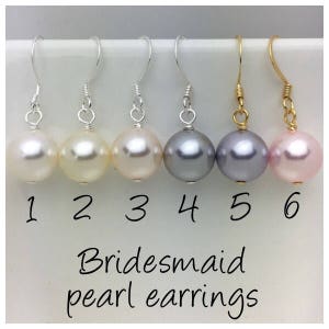 8mm Pearl Drop earrings • Bridesmaid earrings • Pearl earrings • Wedding earrings • Drop earrings • Bridal earrings
