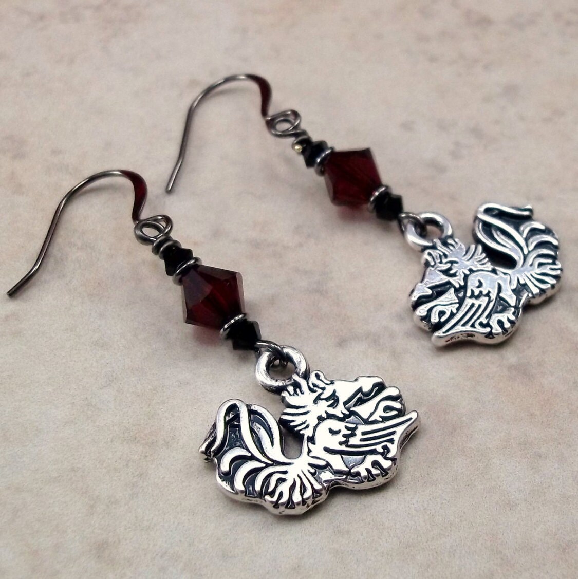 Gamecock Earrings Gamecock Drop Crystal Earrings USC Etsy