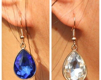 Tear Drop earrings • Clear Tear drops • Blue Tear drops • Gold Drop earrings • Bridesmaid earrings • Everyday earrings • Bridal