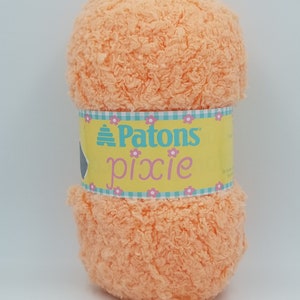 Patons Pixie Peachy Baby Yarn Layette Blankets Hats Booties Shawl Scarf Peach Chenille Mittens Soft Nylon Pastel Sweater Cardigans Knit