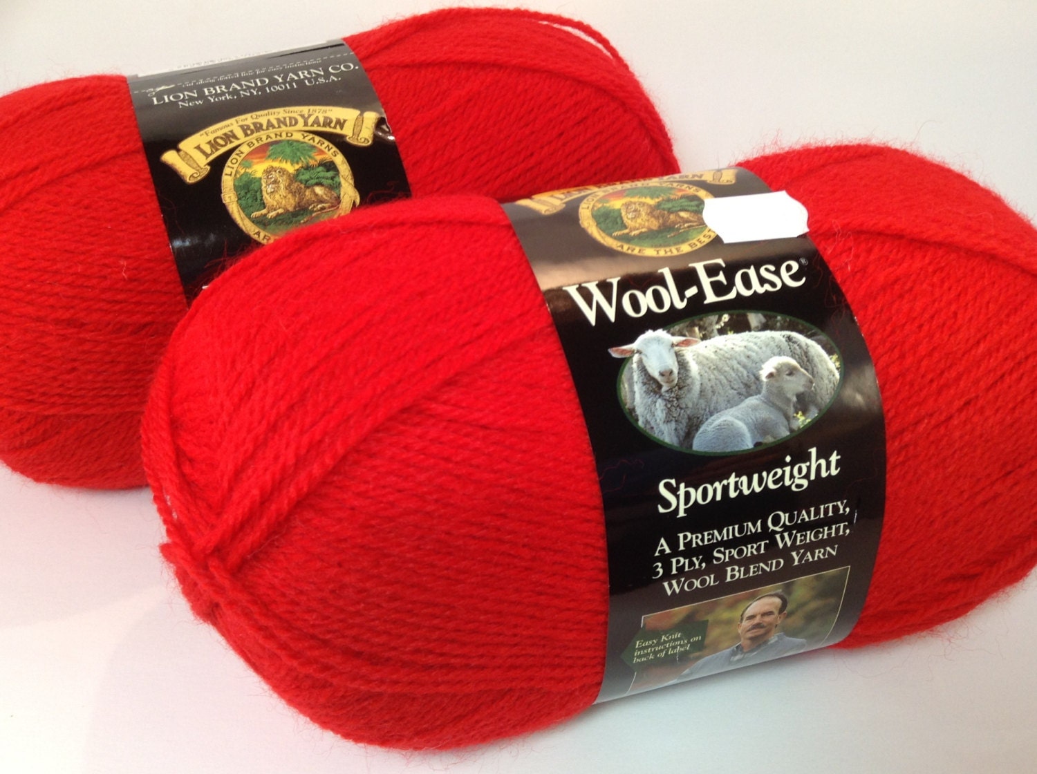 Lion Brand Wool-Ease Sportweight in Color Ranch Red Lot of 2 | Etsy