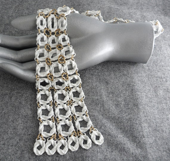 Massive MONET Signed Necktie Fringe Necklace 6.75… - image 3