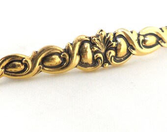 SARAH Signed Victorian Revival Collar Bar Pin Antiqued Gold Brooch Chanel-Bar Vintage Sarah Coventry Jewelry in Mint Condition