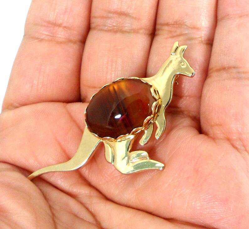 Shiny Gold Kangaroo Brooch Jelly Belly Jewelry Australian Etsy