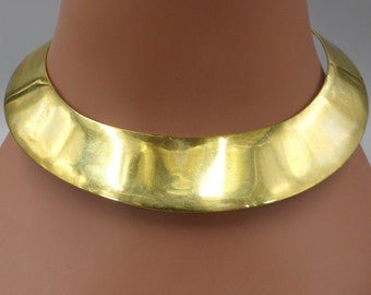 MCM Artist Necklace Brass Choker Egyptian Cleopatra Collar Modernist Audrey Schenk Signed