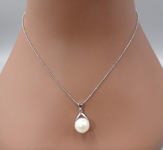 ネックレス・ペンダント +ENGBROX+ silver925 rhythmical pearl drop necklace EBNL24070 18KGP Mabe Pearl Pendant Necklace Silver Tone Ball Chain 16