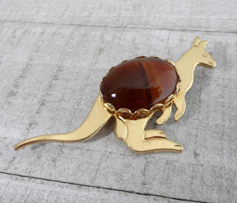 Shiny Gold Kangaroo Brooch Jelly Belly Jewelry Australian Etsy