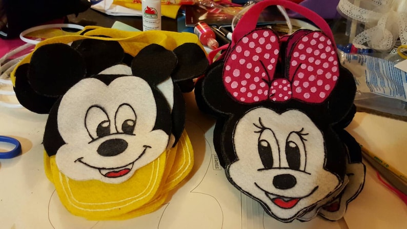 Minnie mouse and mickey mouse candy bags.