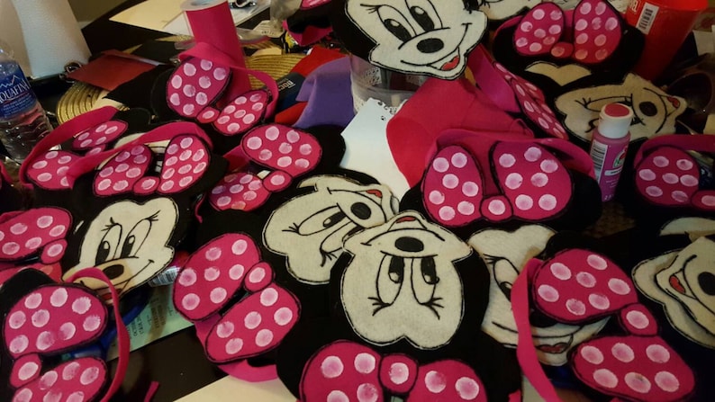 Minnie mouse and mickey mouse candy bags.
