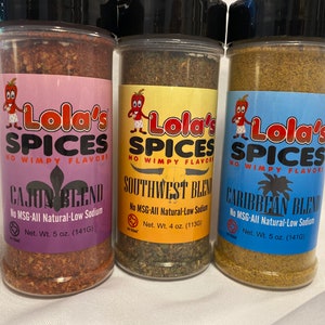 Lola&#39;s Spices No Wimpy Flavors Spices Blends in Cajun, Caribbean, and Southwest
